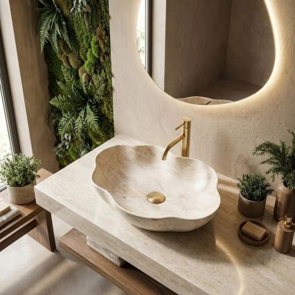 REA-U0619 - Lauale paigaldatav valamu PEARL 38x50,5 cm keraamika/beež