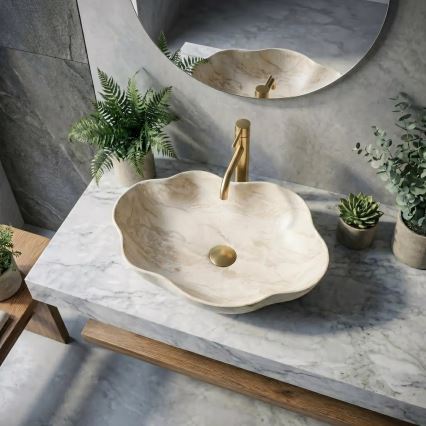 REA-U0619 - Lauale paigaldatav valamu PEARL 38x50,5 cm keraamika/beež