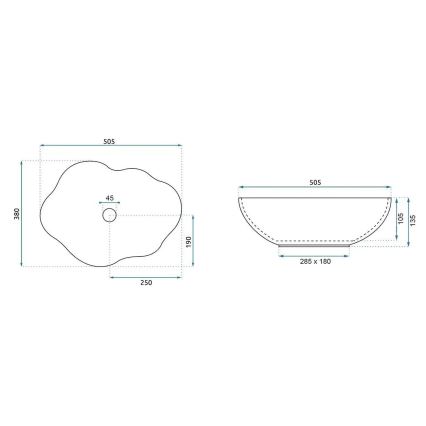 REA-U0619 - Lauale paigaldatav valamu PEARL 38x50,5 cm keraamika/beež