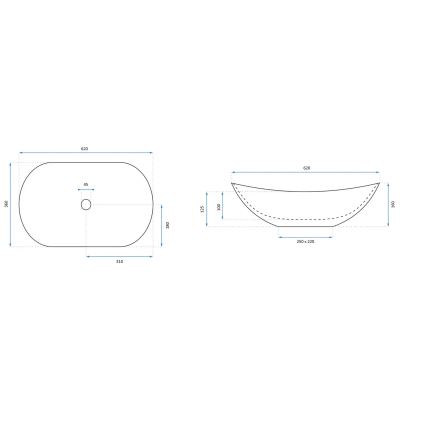 REA-U0626 - Valamu lauaplaadile ROYAL 36x62 cm keraamika/pruun