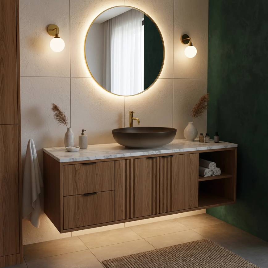 REA-U0627 - Lauapealne valamu CAROLA 39x51,5 cm keraamika/pruun