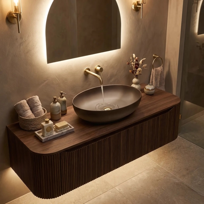 REA-U0627 - Lauaplaadile paigaldatav valamu CAROLA 39x51,5 cm keraamika/beež/pruun