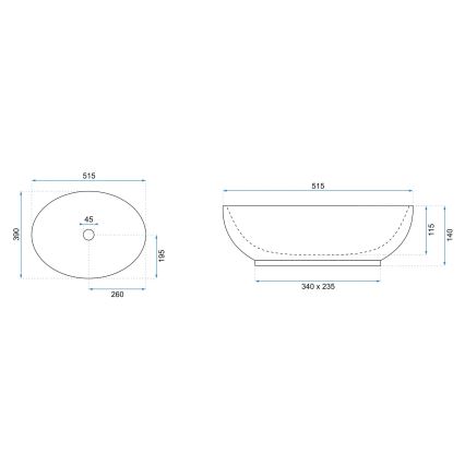 REA-U0627 - Lauaplaadile paigaldatav valamu CAROLA 39x51,5 cm keraamika/beež/pruun