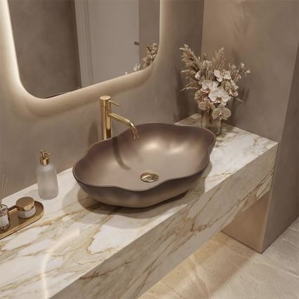 REA-U0629 - Pinnale paigaldatav valamu PEARL 38x50,5 cm keraamika/pruun