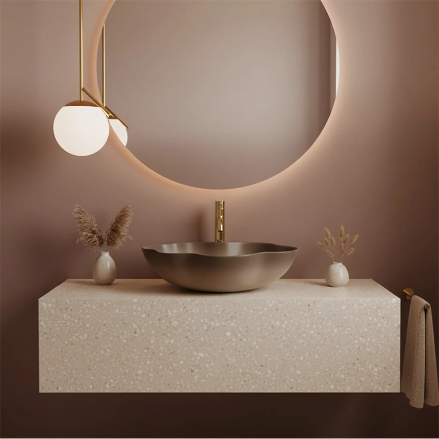 REA-U0629 - Pinnale paigaldatav valamu PEARL 38x50,5 cm keraamika/pruun