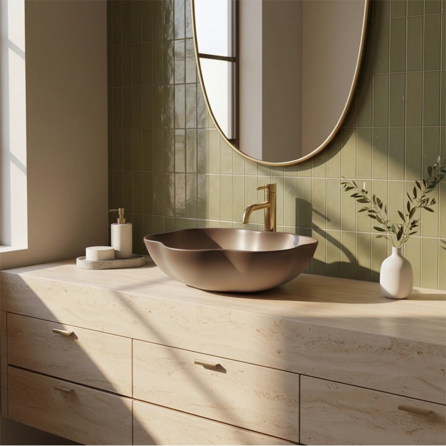 REA-U0629 - Pinnale paigaldatav valamu PEARL 38x50,5 cm keraamika/pruun