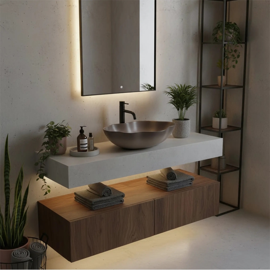 REA-U0629 - Pinnale paigaldatav valamu PEARL 38x50,5 cm keraamika/pruun
