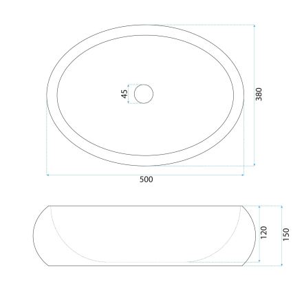 REA-U0634 - Lauapealne valamu MIKA GABRO 38x50 cm must/kiviimitatsioon