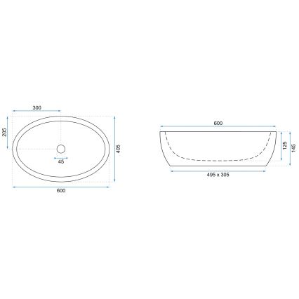REA-U0656 - Lauapealne valamu MELANIA 40,5x60 cm keraamika/läikiv valge