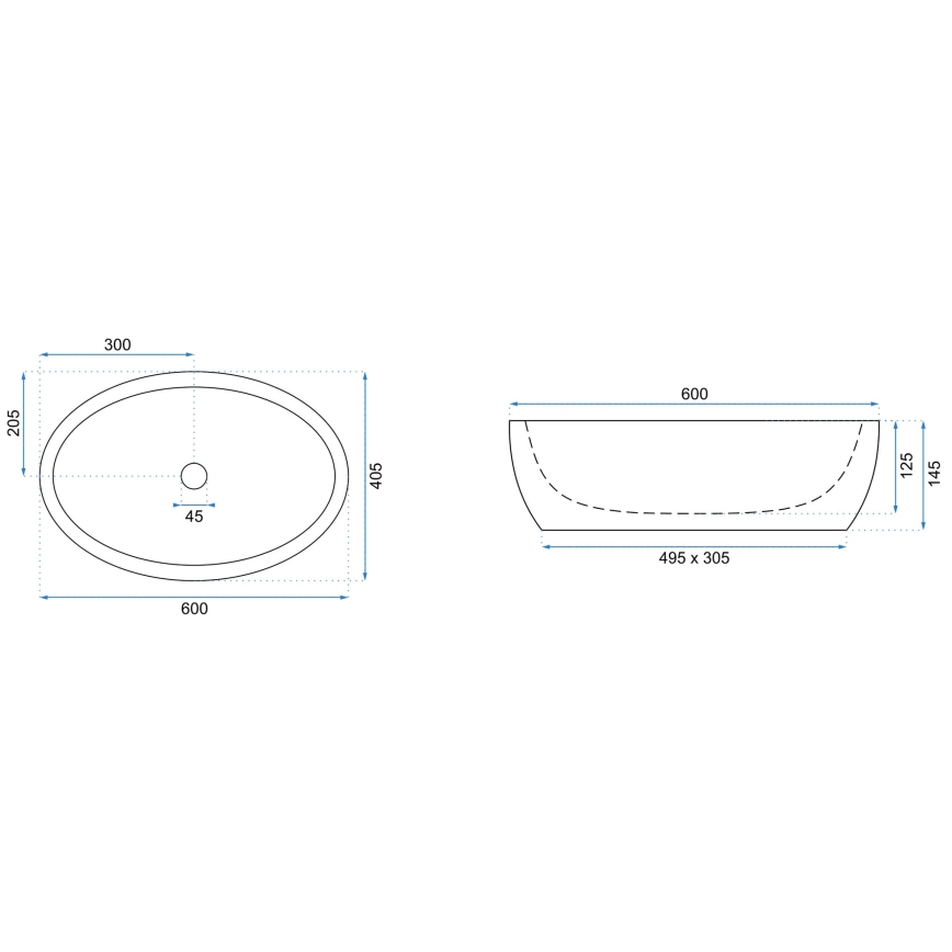 REA-U0656 - Lauapealne valamu MELANIA 40,5x60 cm keraamika/läikiv valge