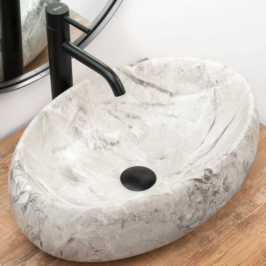 REA-U1020 - Lauale asetatav valamu LINDA 34x48,5 cm, keraamika/kivimitatsioon