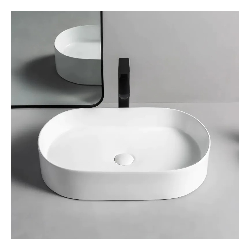 REA-U1055 - Lauale paigaldatav valamu NADIA 38,5x61 cm keraamika/läikiv valge