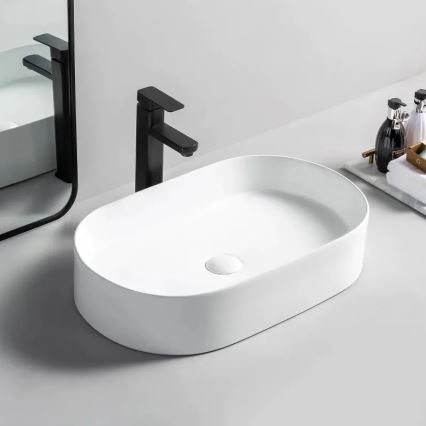 REA-U1055 - Lauale paigaldatav valamu NADIA 38,5x61 cm keraamika/läikiv valge