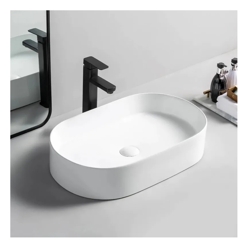 REA-U1055 - Lauale paigaldatav valamu NADIA 38,5x61 cm keraamika/läikiv valge