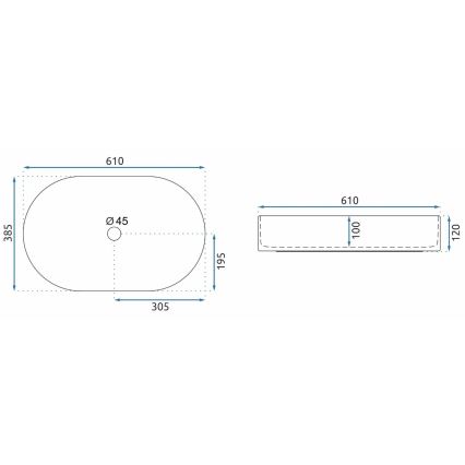 REA-U1055 - Lauale paigaldatav valamu NADIA 38,5x61 cm keraamika/läikiv valge