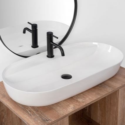 REA-U2541 - Tööpinnale paigaldatav valamu AURA 41x81 cm keraamika/läikiv valge