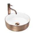 REA-U3303 - Valamu SAMI lauapinnale, Ø 37 cm, keraamika/valge/kuldne