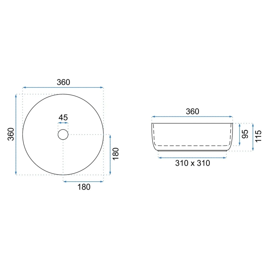 REA-U3303 - Valamu SAMI lauapinnale, Ø 37 cm, keraamika/valge/kuldne