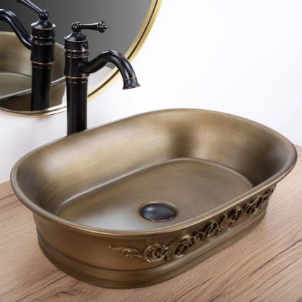 REA-U3305 -  Lauale paigaldatav valamu WILMA RUSTIC 38x55 cm keraamika/vasest