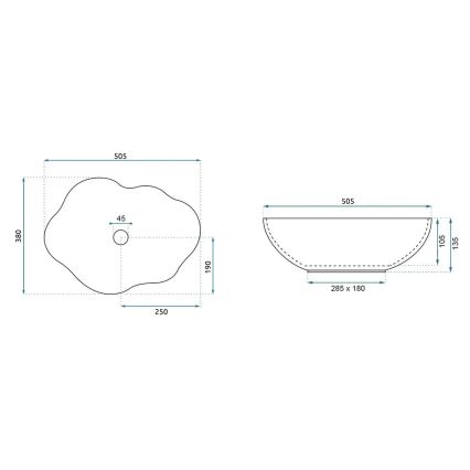 REA-U3309 - Lauapealne valamu PEARL 38x50,5 cm keraamika/mitmevärviline