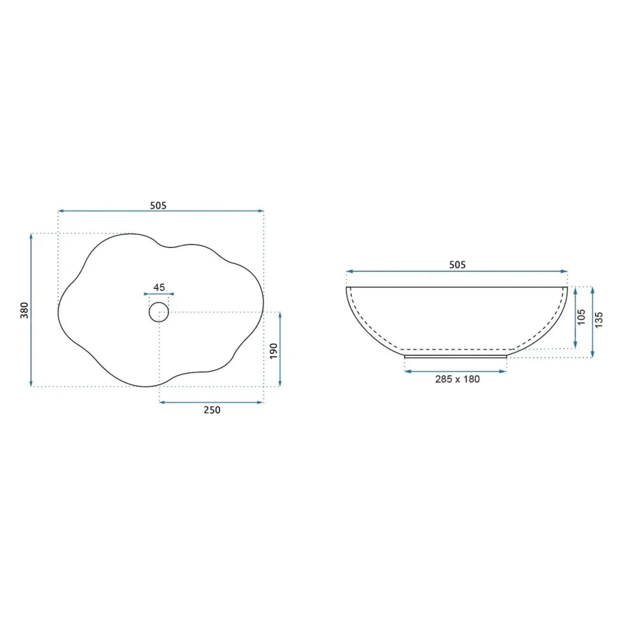 REA-U3309 - Lauapealne valamu PEARL 38x50,5 cm keraamika/mitmevärviline
