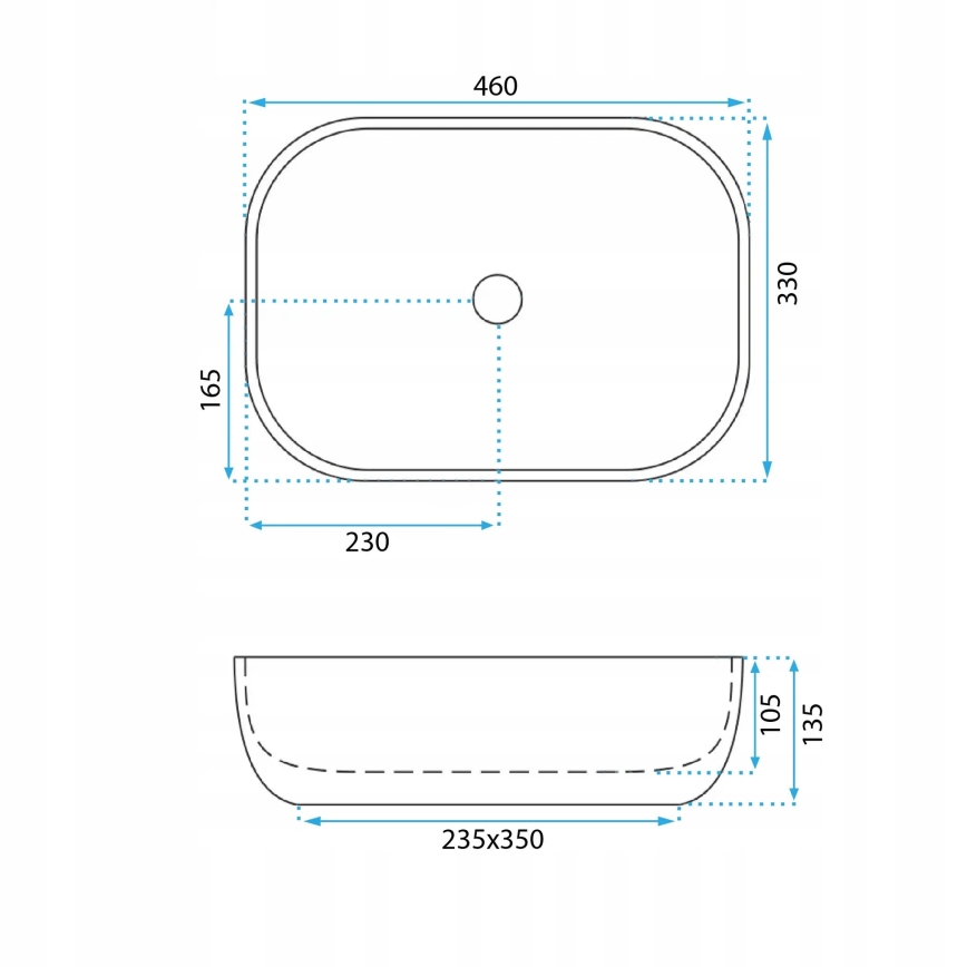 REA-U3324 - Lauapealne valamu BELINDA 33x46 cm keraamika/hall/kiviimitatsioon