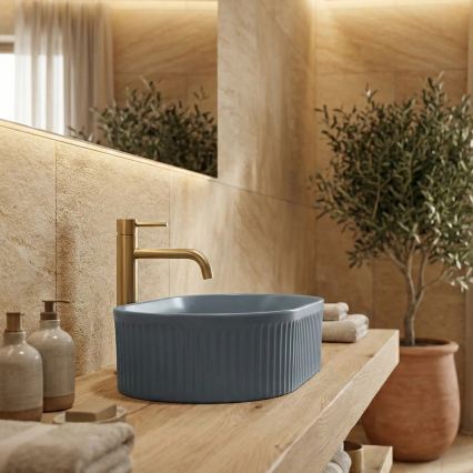 REA-U3535 - Tööpinnale paigaldatav valamu VANDA 31x49 cm keraamika/tumesinine