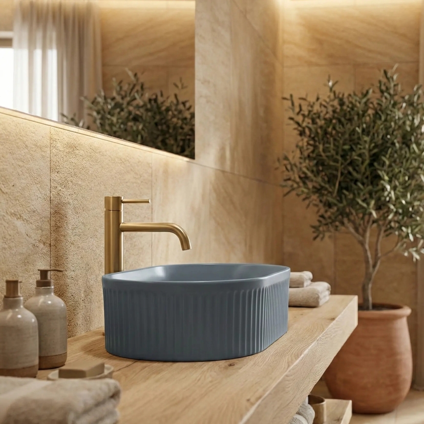 REA-U3535 - Tööpinnale paigaldatav valamu VANDA 31x49 cm keraamika/tumesinine