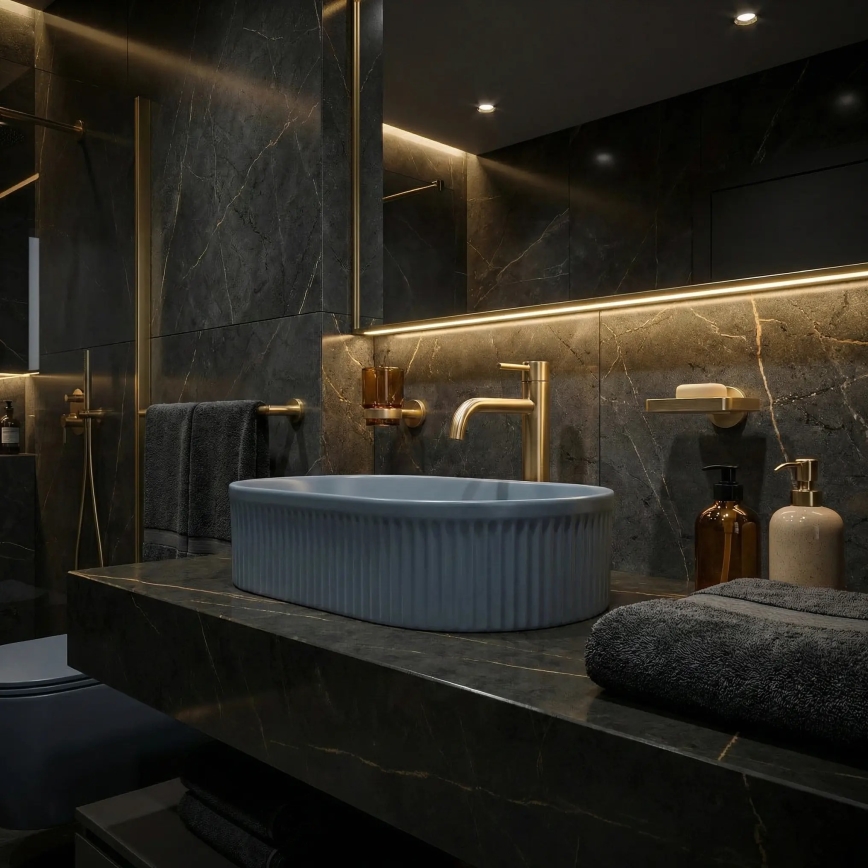 REA-U3535 - Tööpinnale paigaldatav valamu VANDA 31x49 cm keraamika/tumesinine