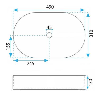 REA-U3535 - Tööpinnale paigaldatav valamu VANDA 31x49 cm keraamika/tumesinine
