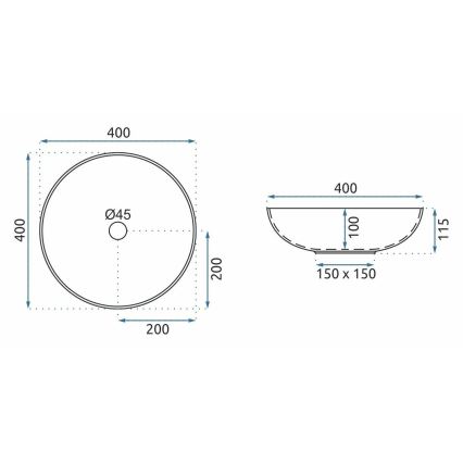 REA-U3608 - Lauale paigaldatav valamu JULIANA 40 cm keraamika/valge/sinine