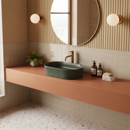 REA-U3611 - Lauapealne valamu VANDA 31x49 cm keraamika/tumeroheline