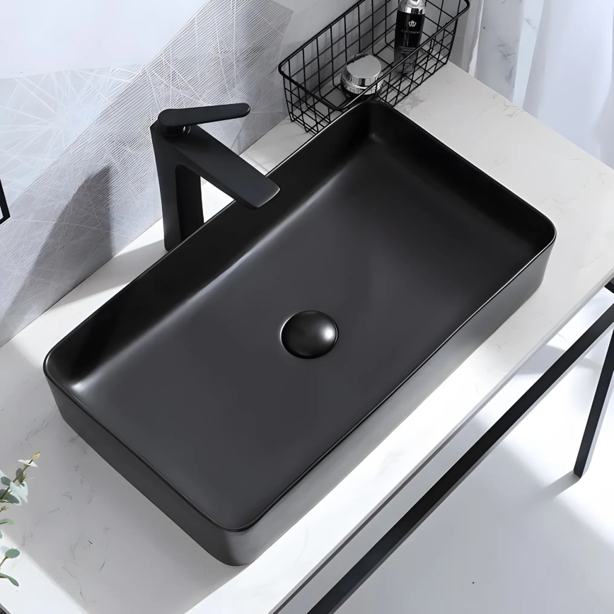 REA-U3690 - Lauapinnale paigaldatav valamu DENIS 35x61 cm keraamika/matt must