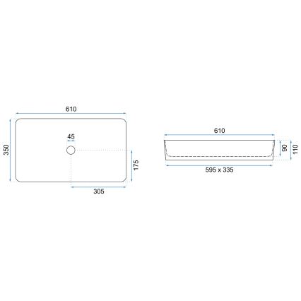 REA-U3690 - Lauapinnale paigaldatav valamu DENIS 35x61 cm keraamika/matt must