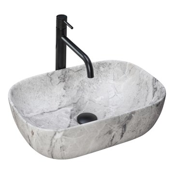 REA-U3800 - Lauaplaadile paigaldatav valamu LIVIA 33,5x46,5 cm keraamika/hall/kiviimitatsioon