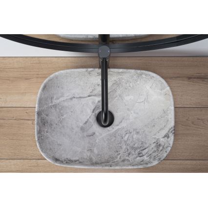 REA-U3800 - Lauaplaadile paigaldatav valamu LIVIA 33,5x46,5 cm keraamika/hall/kiviimitatsioon
