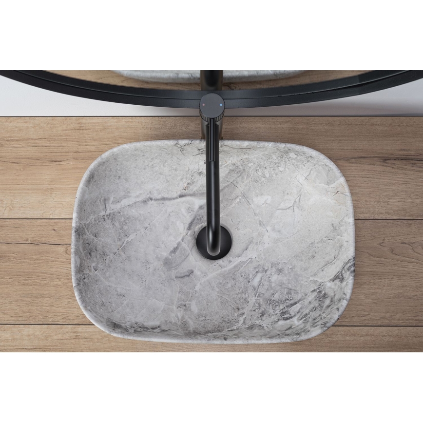 REA-U3800 - Lauaplaadile paigaldatav valamu LIVIA 33,5x46,5 cm keraamika/hall/kiviimitatsioon