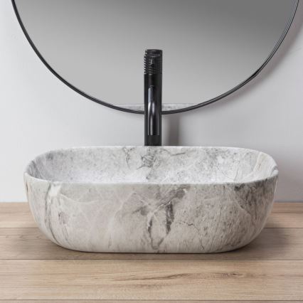 REA-U3800 - Lauaplaadile paigaldatav valamu LIVIA 33,5x46,5 cm keraamika/hall/kiviimitatsioon