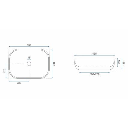REA-U3801 - Lauale paigaldatav valamu LIVIA 33,5x46,5 cm keraamika/hall/kivimustriga