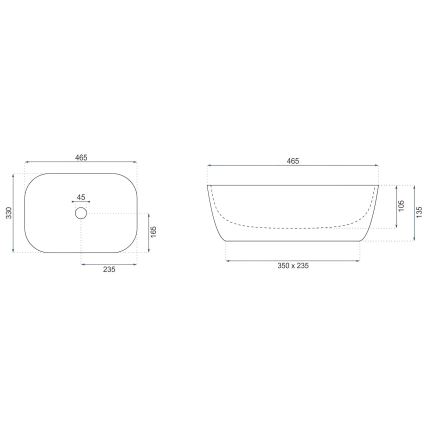 REA-U4000 - Valamu lauaplaadile BELINDA 33x46,5 cm keraamika/kiviimitatsioon