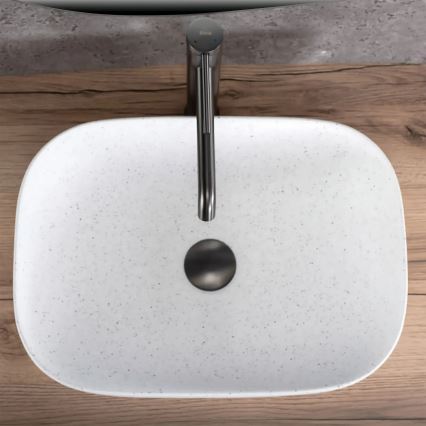 REA-U4001 - Lauaplaadile paigaldatav valamu BELINDA 33,5x46,5 cm keraamika/mattvalge