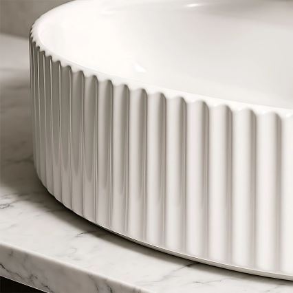 REA-U4002 - MARCELA tööpinnale paigaldatav valamu 37x60 cm, keraamika, läikiv valge