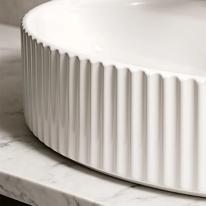 REA-U4002 - MARCELA tööpinnale paigaldatav valamu 37x60 cm, keraamika, läikiv valge