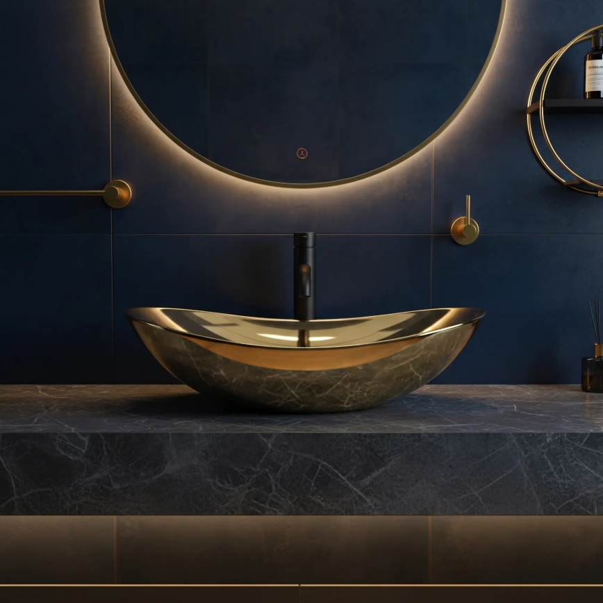 REA-U4545 - Lauale paigaldatav valamu ROYAL 36x60,5 cm keraamika/kuldne