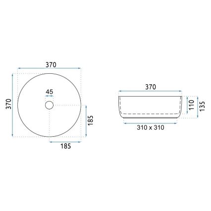 REA-U4566 - Lauale paigaldatav valamu SAMI Ø 37 cm keraamiline/matt oranž