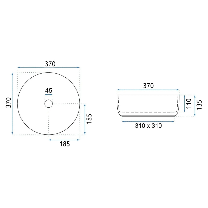 REA-U4566 - Lauale paigaldatav valamu SAMI Ø 37 cm keraamiline/matt oranž