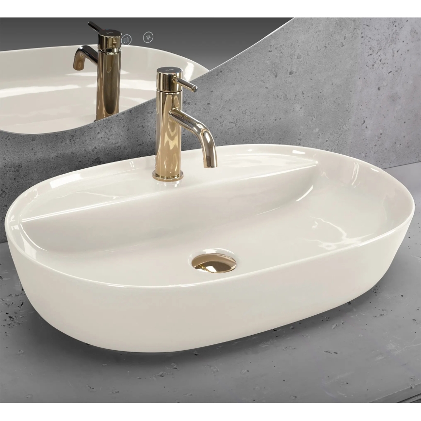 REA-U4589 - Lauaplaadile paigaldatav valamu AURA 41x61 cm keraamiline/läikiv kreemjas