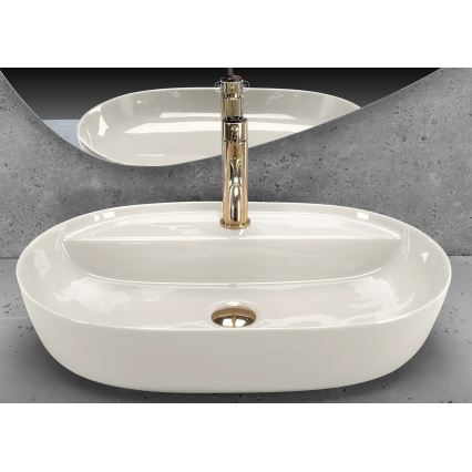 REA-U4589 - Lauaplaadile paigaldatav valamu AURA 41x61 cm keraamiline/läikiv kreemjas