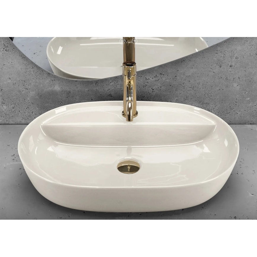 REA-U4589 - Lauaplaadile paigaldatav valamu AURA 41x61 cm keraamiline/läikiv kreemjas