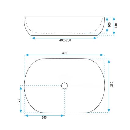 REA-U4591 - Tööpinnale paigaldatav valamu LISA 35x49 cm keraamika/läikiv kreemjas